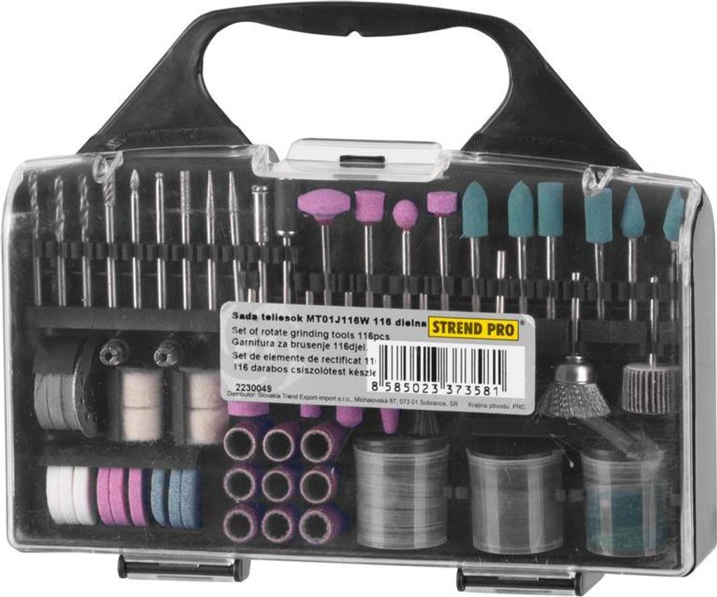 Schleifkörper-Set Strend Pro RTG1016, 116-teilig, Mini, für Geradschleifer, mit Schaft