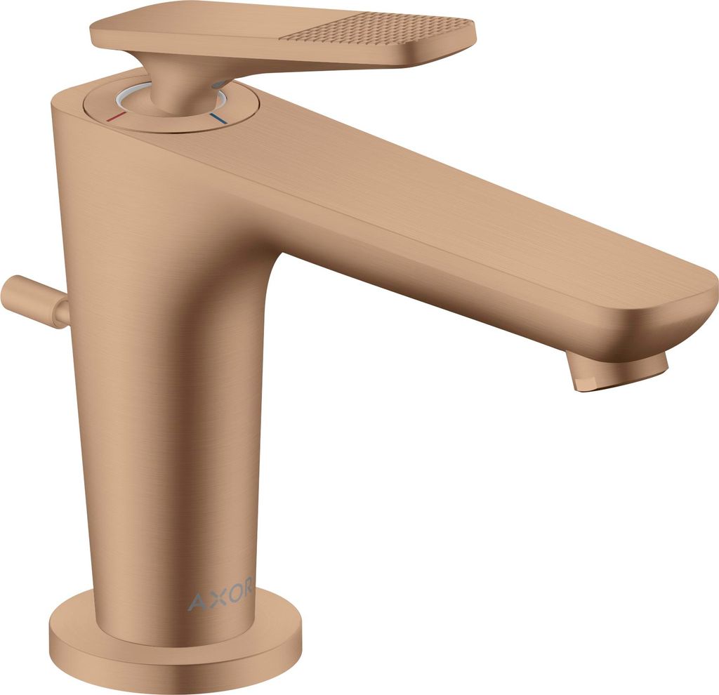 hansgrohe AXOR Citterio C Einhebel-Waschtischmischer 90, mit CoolStart für Handwaschbecken und Zugstangen-Ablaufgarnitur, Cubic cut, 49011310