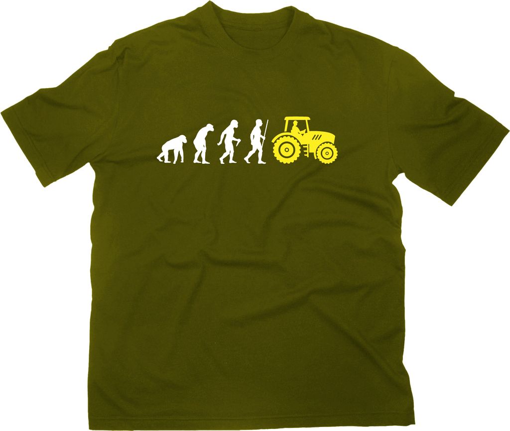 Styletex23 T-Shirt Traktor Trecker Fun Evolution of Man, oliv, M