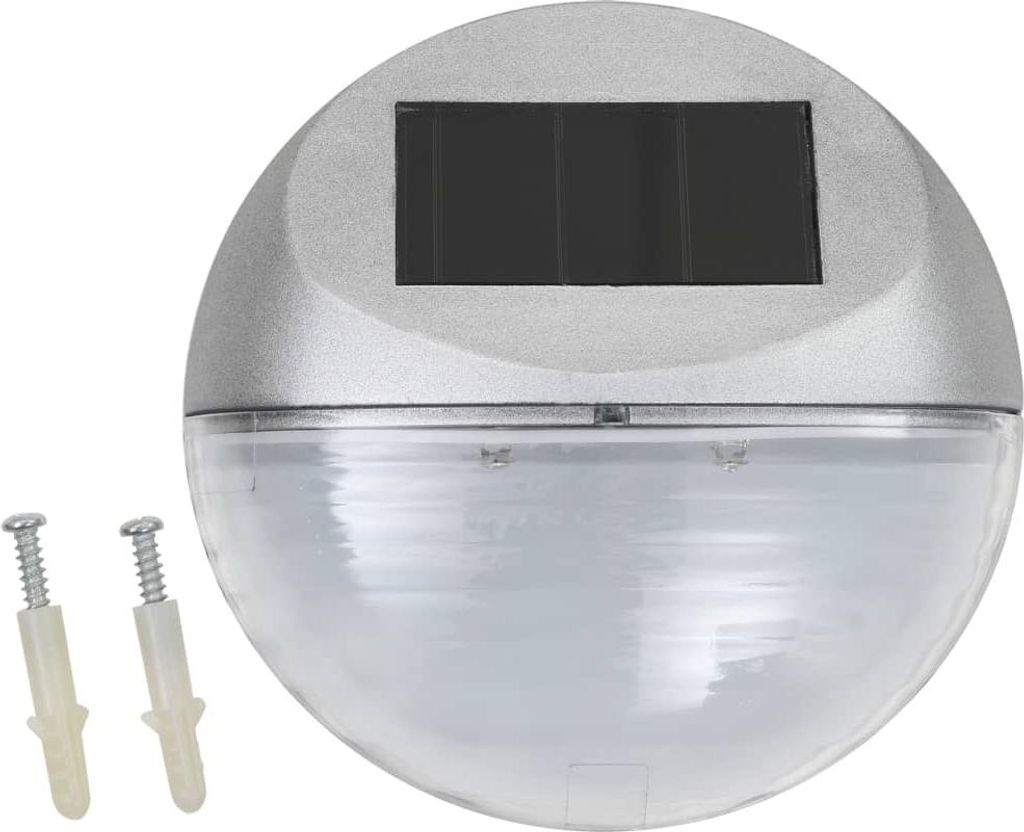 vidaXL Solar-Außenleuchten für Wand LED 24 Stk. Rund Silbern