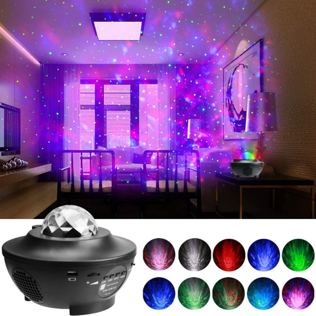 LED Projektor Sternenhimmel Lampe mit Wasserwellen-Welleneffekt Lautsprecher DHL 
