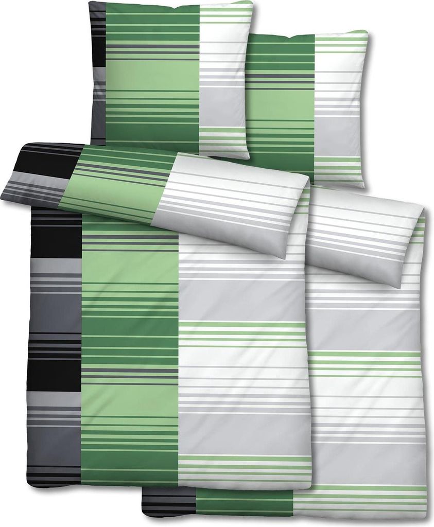 Doppelpack Mikrofaser Seersucker Bettwäsche 155 x 220 + 80 x 80 cm