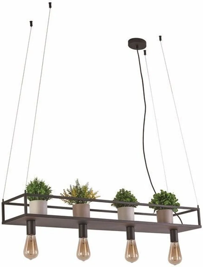 Luminaire suspension grand format métal noir 4xE27 Fiore pour salon