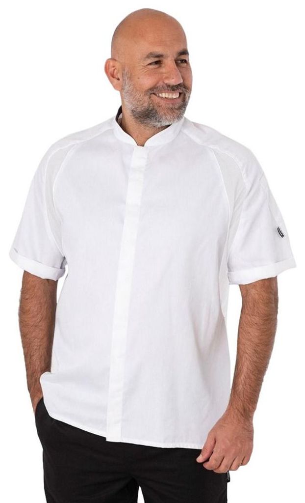 Le Chef - Kochjacke Einreihig für Herren/Damen Unisex Raglanärmel LT5411 (S) (Weiß)