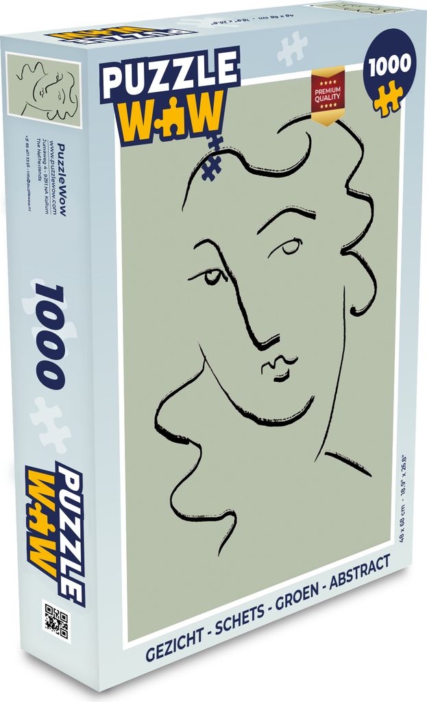 MuchoWow Puzzle 1000 Teile Gesicht - Skizze - Grün - Abstrakt - Spielzeug - Alt und Jung - Spiele - Puzzeln