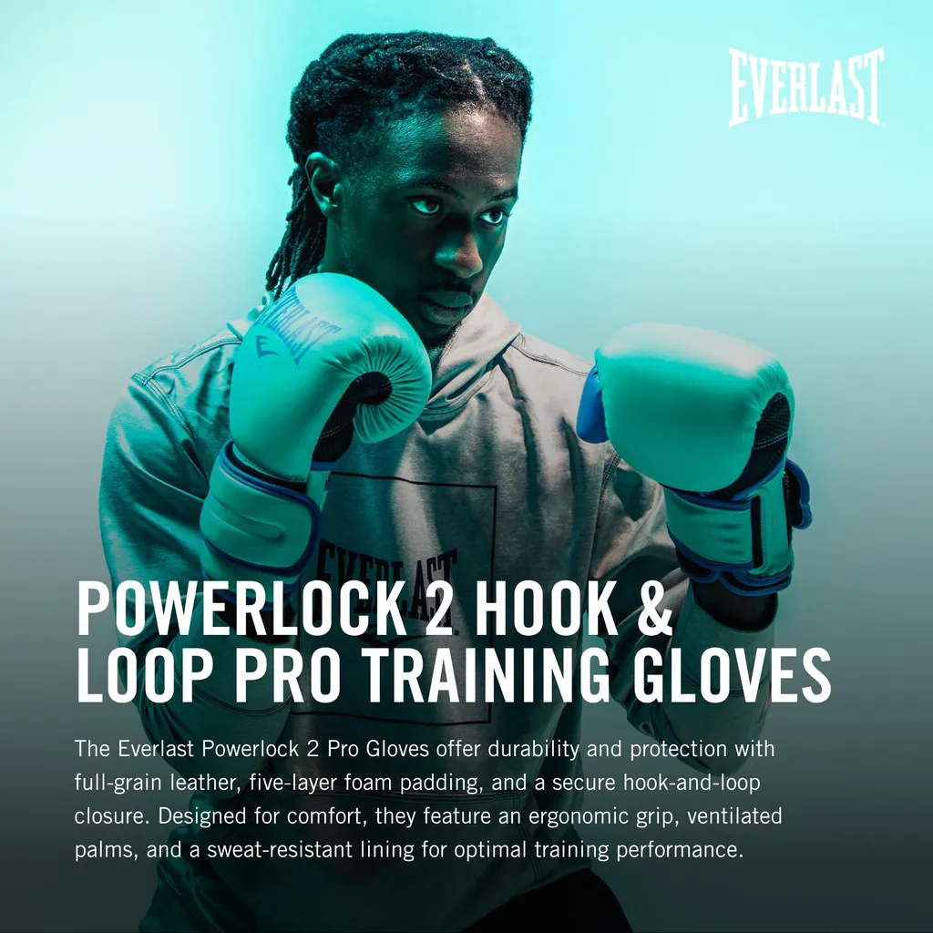 Gants de Boxe Entraînement Everlast Powerlock 2R Noir en Taille 16oz - 2