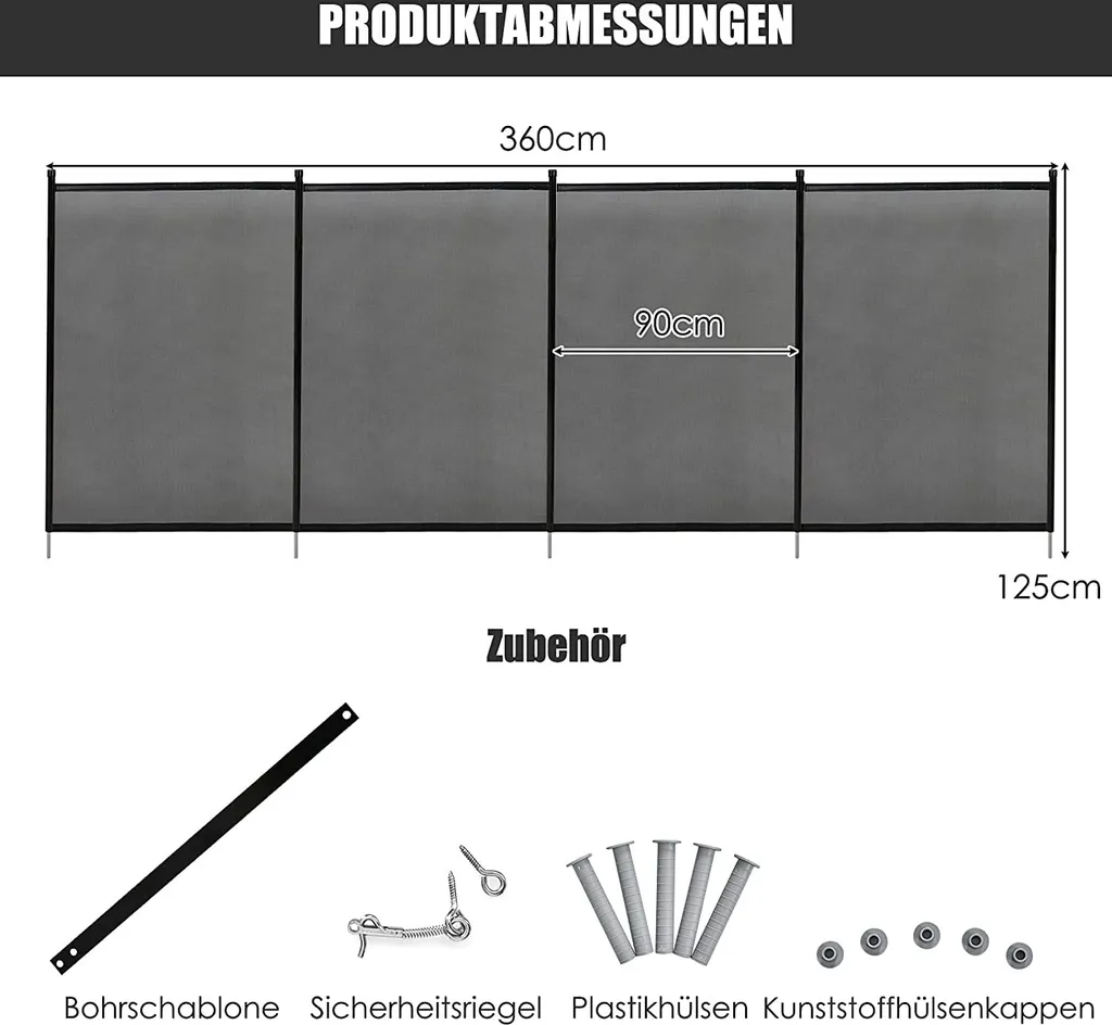Barriera Sicurezza Piscina COSTWAY 3.6m - Alluminio e Rete Trasparente - 5