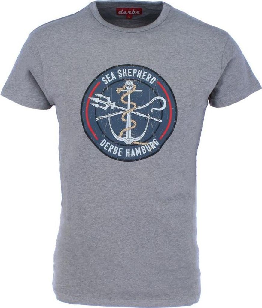 Derbe Hamburg JF Barsch Gots Herren T-Shirt SEA SHEPHERD, Größe:XXL, Farbe:Grey Melange