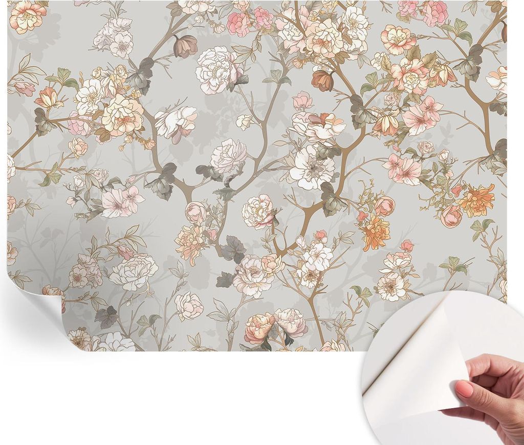 Selbstklebende Wandtapete - Dekorative Tapete für Wohnzimmer - Klebefolie für Wandbilder - Tapetenfolie für Wanddekoration - 312x219 cm - Romant...