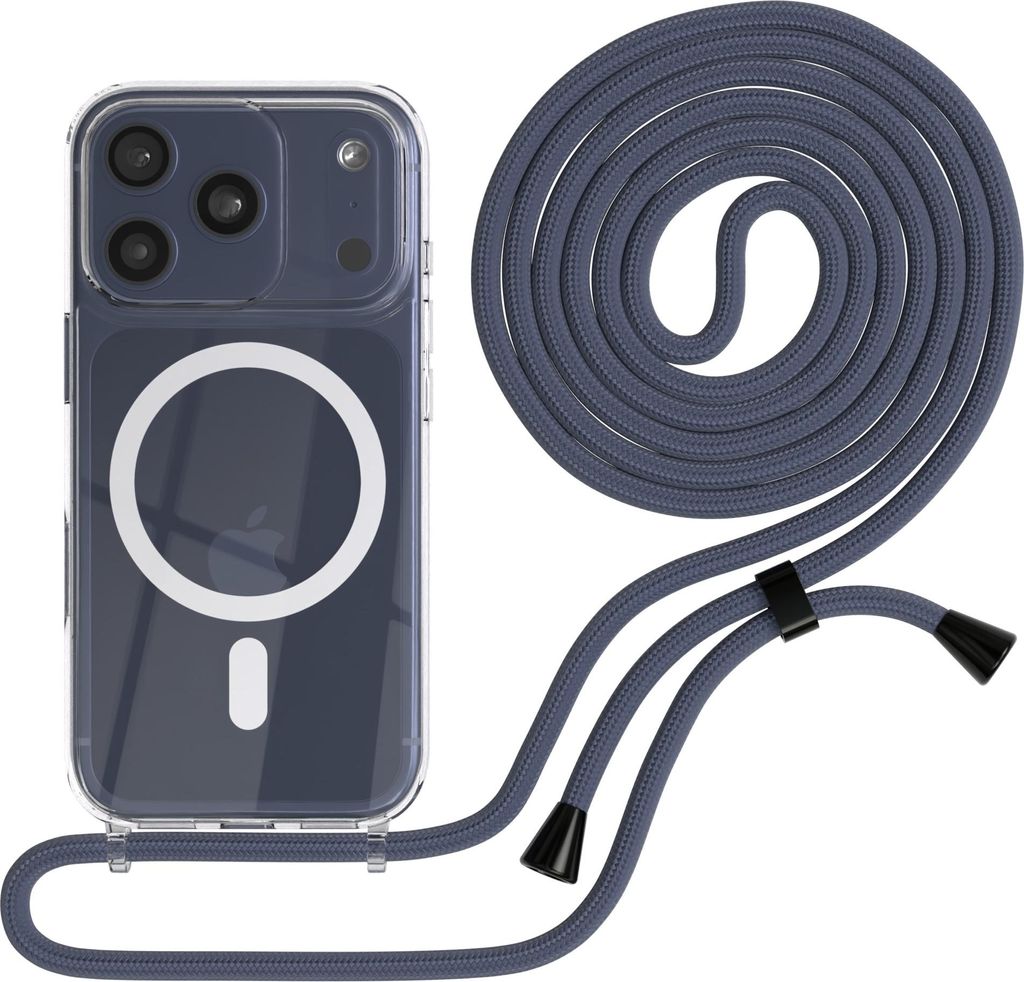 EAZY CASE - Handykette kompatibel mit Apple iPhone 17 Pro, Kette zum Umhängen, Handyhülle stoßfest, Silikonhülle mit Band, Transparente Hülle,...