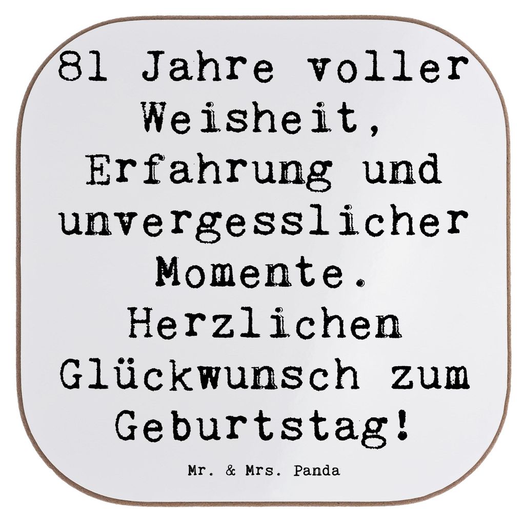Mr. & Mrs. Panda Untersetzer für Gläser Spruch 81. Geburtstag - Weiß - Geschenk, Lebensjahre, Tassenuntersetzer, Happy Birthday, Achtzigster, Ti...