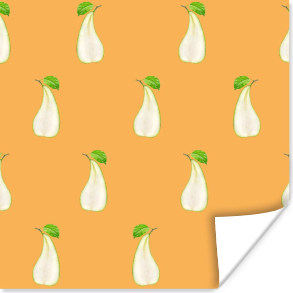 MuchoWow Poster Birne - Pastell - Muster 100x100 cm - Babyzimmer