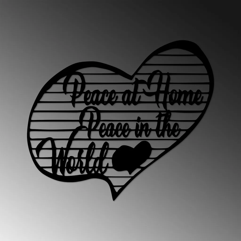 Ornement Mural Métallique Noir 68x58 cm Wallity Peace SKL2439 Ultra Fin - 4