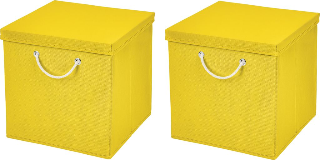 2 Stück Gelb Faltbox 30 x 30 x 30 cm  Aufbewahrungsbox Produktbild 