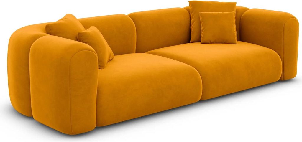 Samtstoff 4-Sitzer Couch Belio Senf
