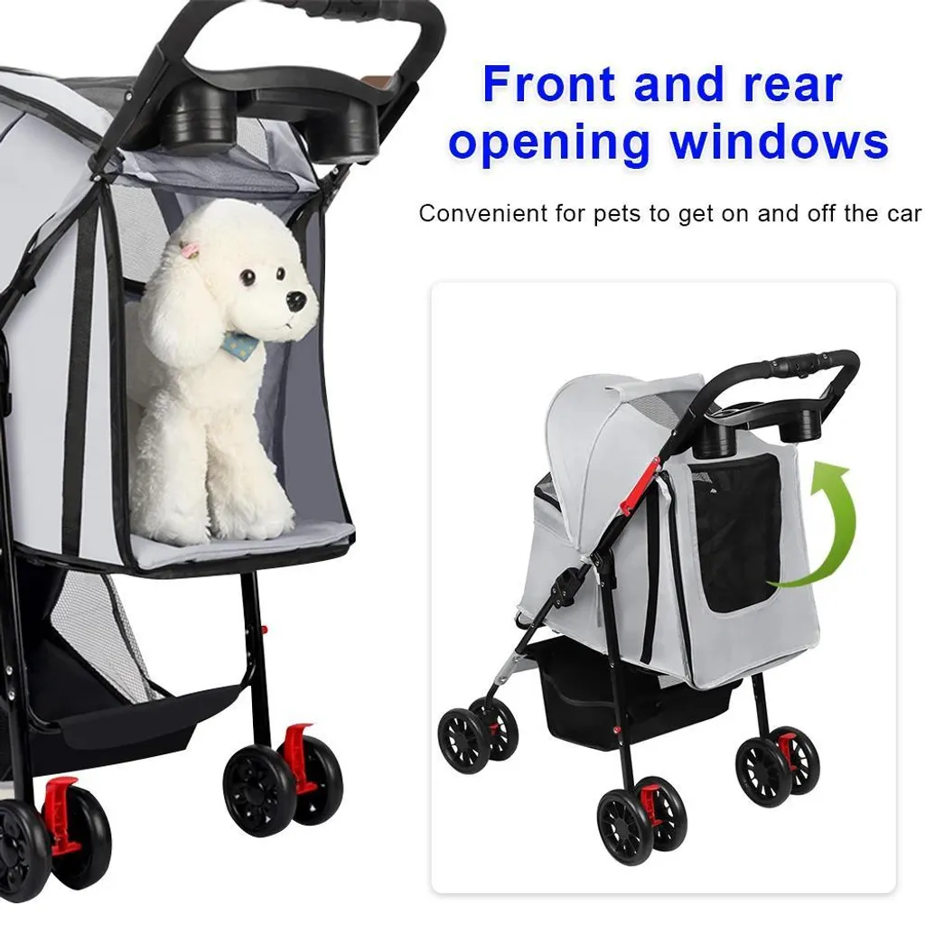 Chariot pour animaux de compagnie pliable avec 4 roues - Modèle 61cm - 5