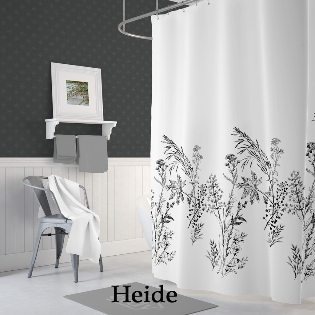 Textil Duschvorhang 120 x200cm "HEIDE" Wannenvorhang Weiß inkl.Ringe