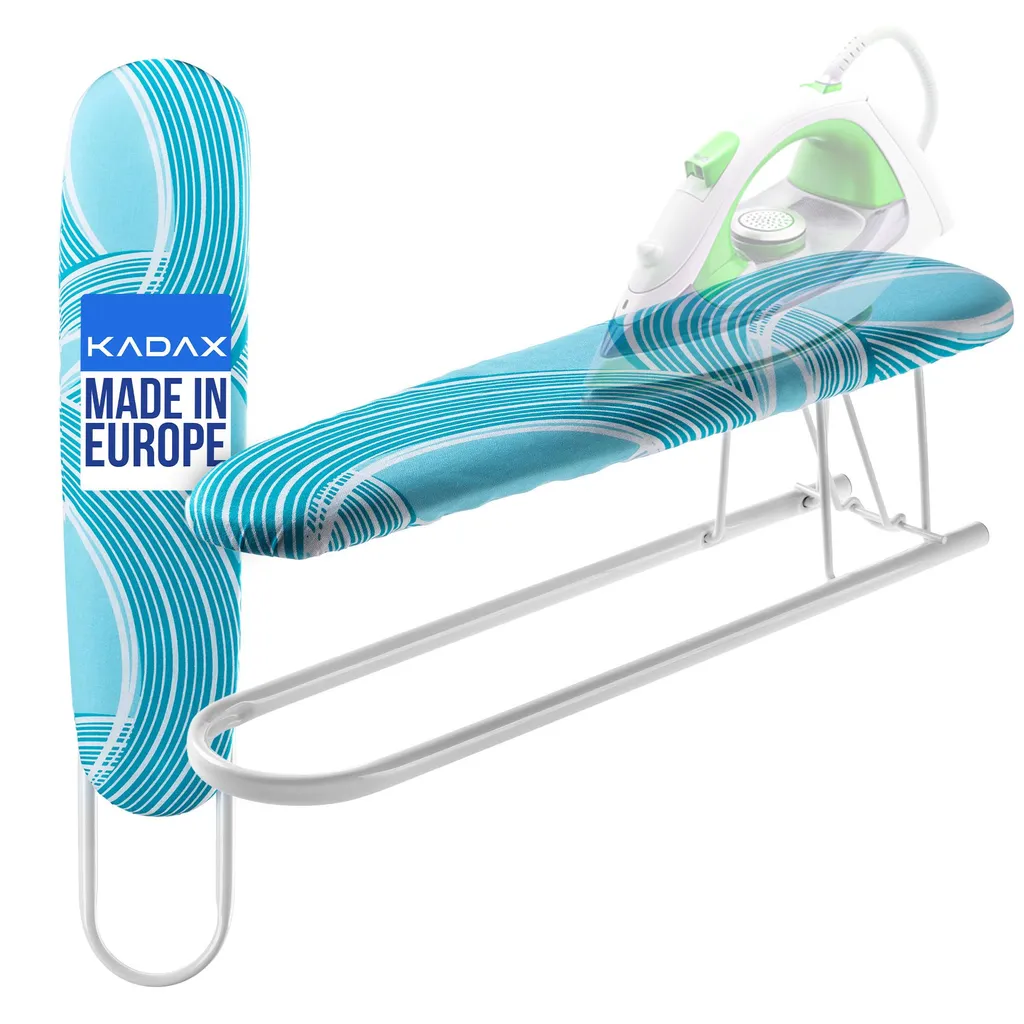 Asse da stiro a manica compatta KADAX "Larva", asse a manica con cuscinetto in schiuma, asse da stiro, 53 cm, blu