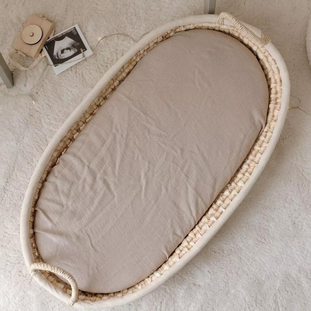 Muminky | Spannbettlaken für Kinderwagen/Stubenwagen - 40x80 cm - Beige - Baumwolle A'la Len - Hipoallergen