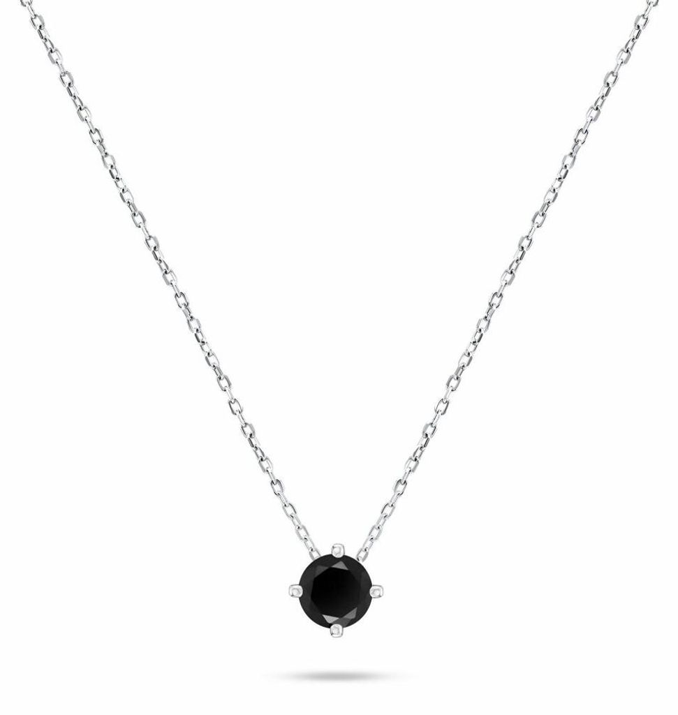 Minimalistische Silberkette mit schwarzem Zirkon NCL73WBC