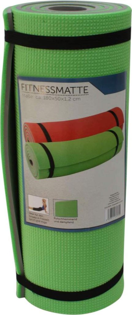 Robuste Fitnessmatte Yogamatte Grün grau 180 x 50 x 1,2 cm Produktbild 