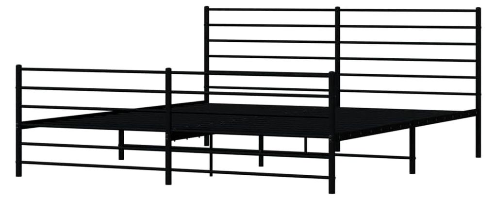 Bettgestell mit Kopf- und Fußteil, Metallbett mit Lattenrost, Doppelbett für das Schlafzimmer, Schwarz 200x200cm