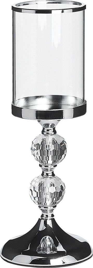 BELIANI Kerzenständer Silber/ Transparent Höhe 37 cm Dekoration aus Glas und Metall Elegantes Design