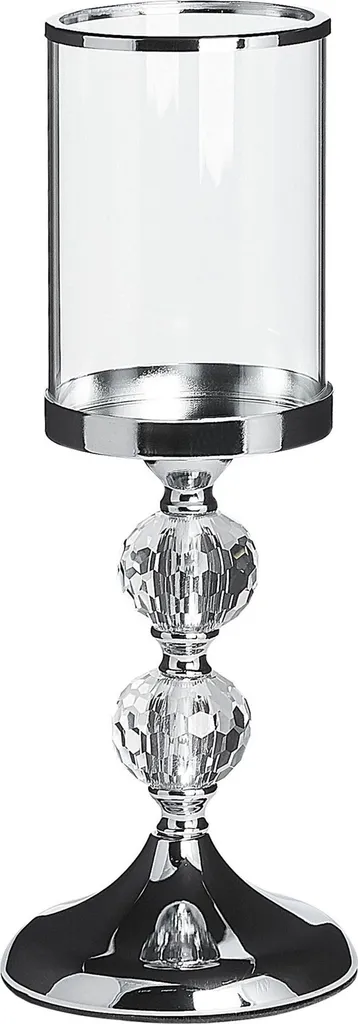 BELIANI Bougeoir Argenté et Verre 37 cm - Photophore Design Élégant