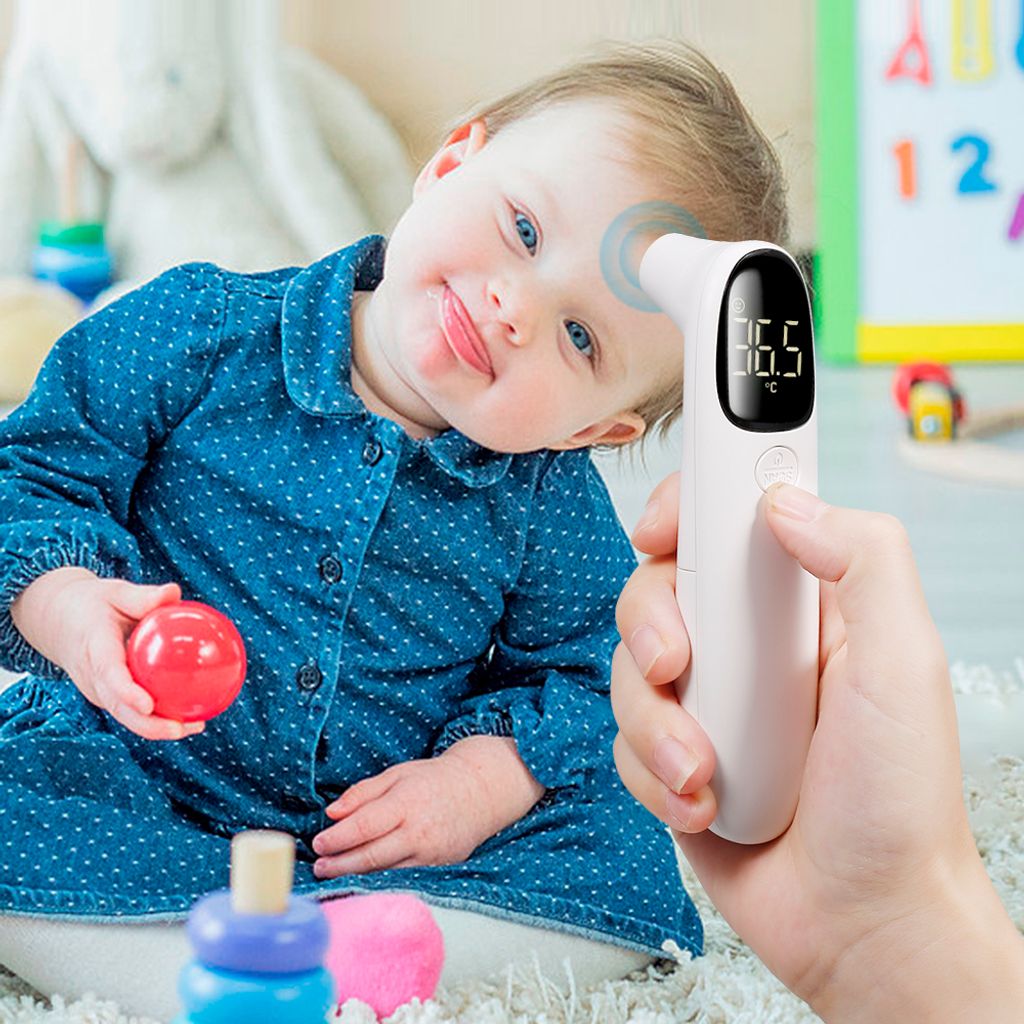 LCD Digital Infrarot Fieberthermometer Stirn und Ohr Kontaktlos Baby Erwachsene