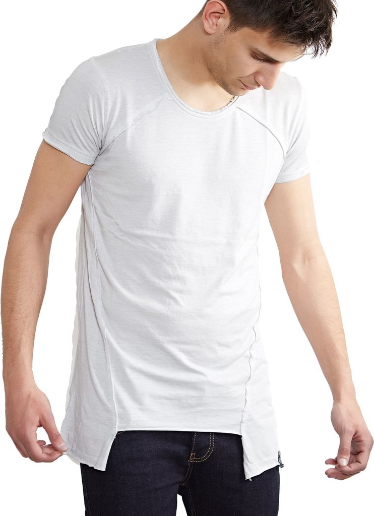 Tazzio T-Shirt Herren Asymmetrisch Faded Vintage Washed Look Shirt TZ-15125 Grau L
