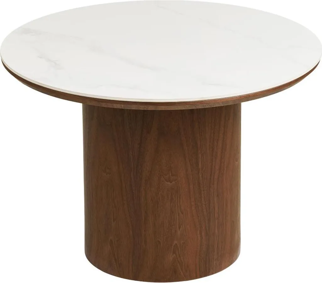 Table basse Frida céramique blanche et brun foncé résistante 60cm