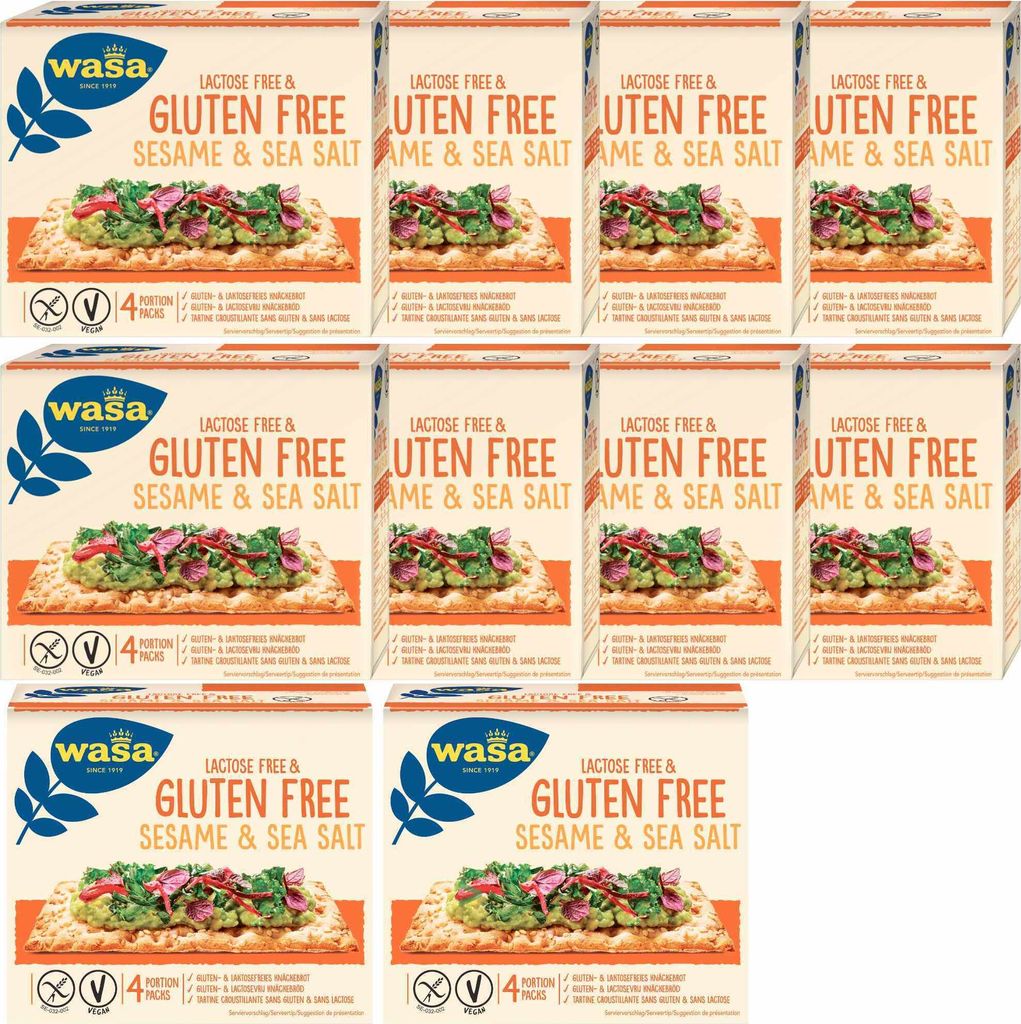 Wasa Knäckebrot Gluten und Laktosefrei mit Sesam und Produktbild 