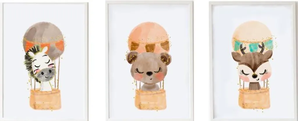 Trittico di Quadri Crochetts Animali 33x43 cm - Qualità Legno MDF