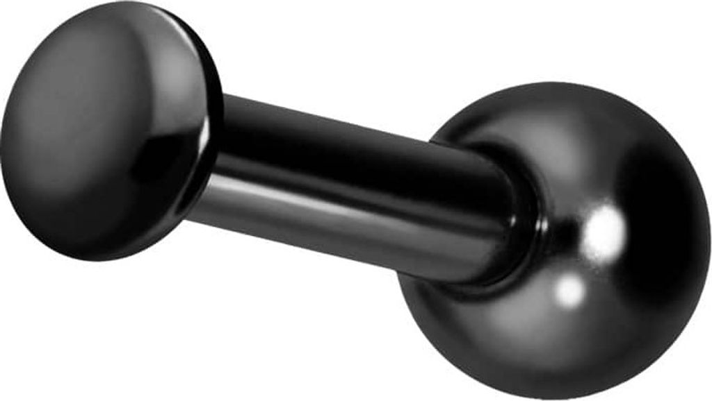 Ohrpiercing Titan Ohrpiercing mit Innengewinde FLACH Schwarz Stablänge: 6mm | Discgröße: 2,5mm