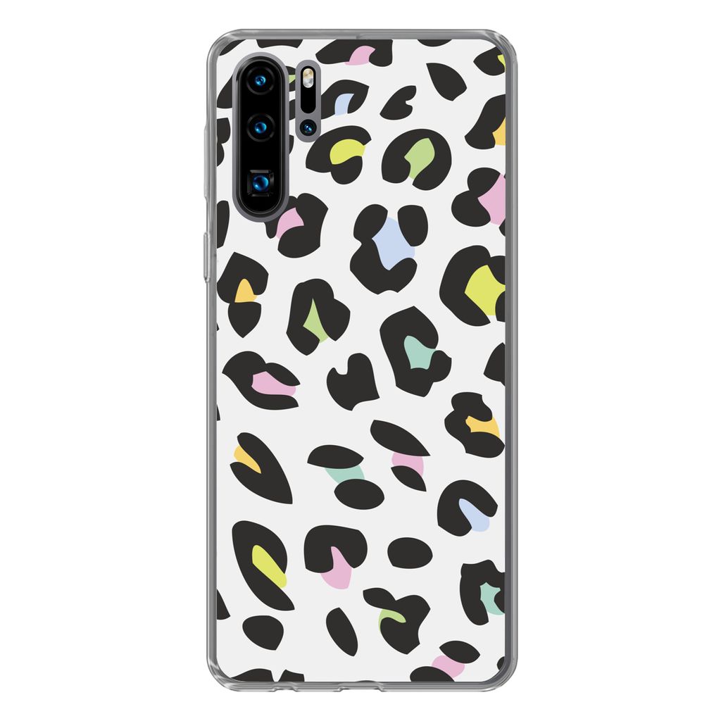 MuchoWow Handyhülle Schutzhülle Hülle für Huawei P30 Pro Pantherdruck - Farben - Schwarz Silikon Softcase Handy Hülle - Schutzdeckel