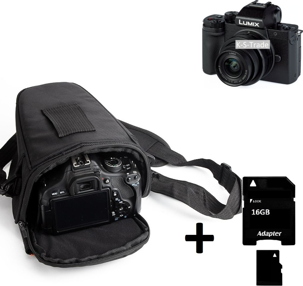 K-S-Trade Schultertasche kompatibel mit Panasonic Lumix DC-G110 Colt Kameratasche für Systemkameras DSLR DSLM SLR, Bridge etc., + 16GB Speicherkarte