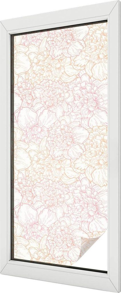 Buntglas Fensterfolie – 116x50 cm – Stained-Glass Design – blickdichte dekorative Sichtschutzfolie – selbstklebend, UV-Schutz – Florale E...