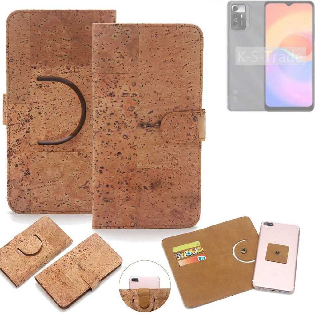K-S-Trade Handy-Hülle Schutz-Hülle kompatibel mit ZTE Blade V40 Smart 5G Handyhülle Schutzhülle Korkhülle Kork-Hülle 1x