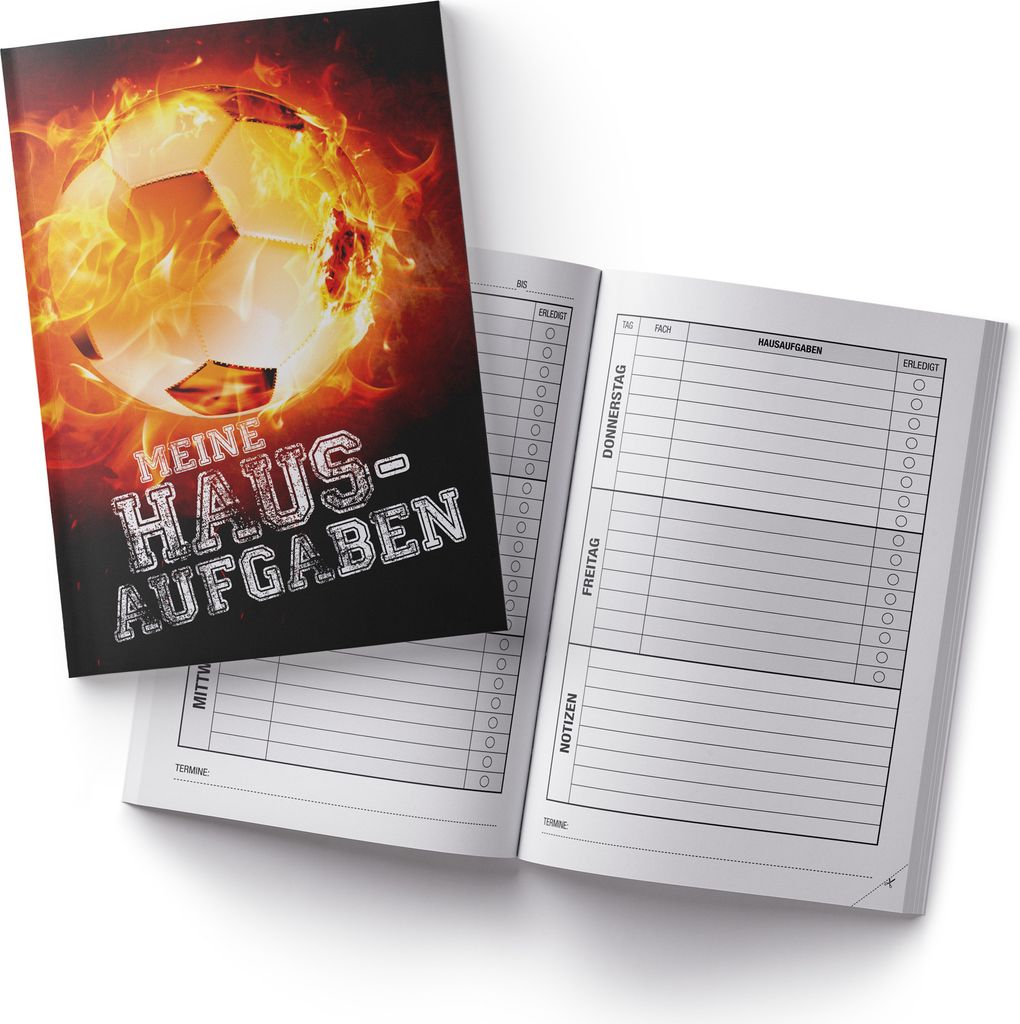 itenga Hausaufgabenheft Fußball Feuer (Motiv 14) DIN A5, 96 Produktbild 
