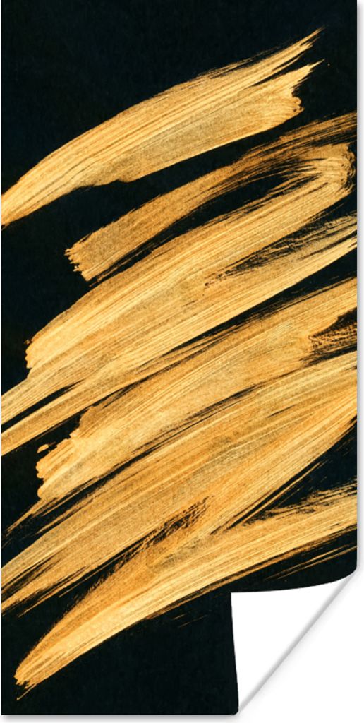 MuchoWow Poster Gold - Farbe - Streifen - Luxus - Abstrakt 75x150 cm - Dekoration für die Wände