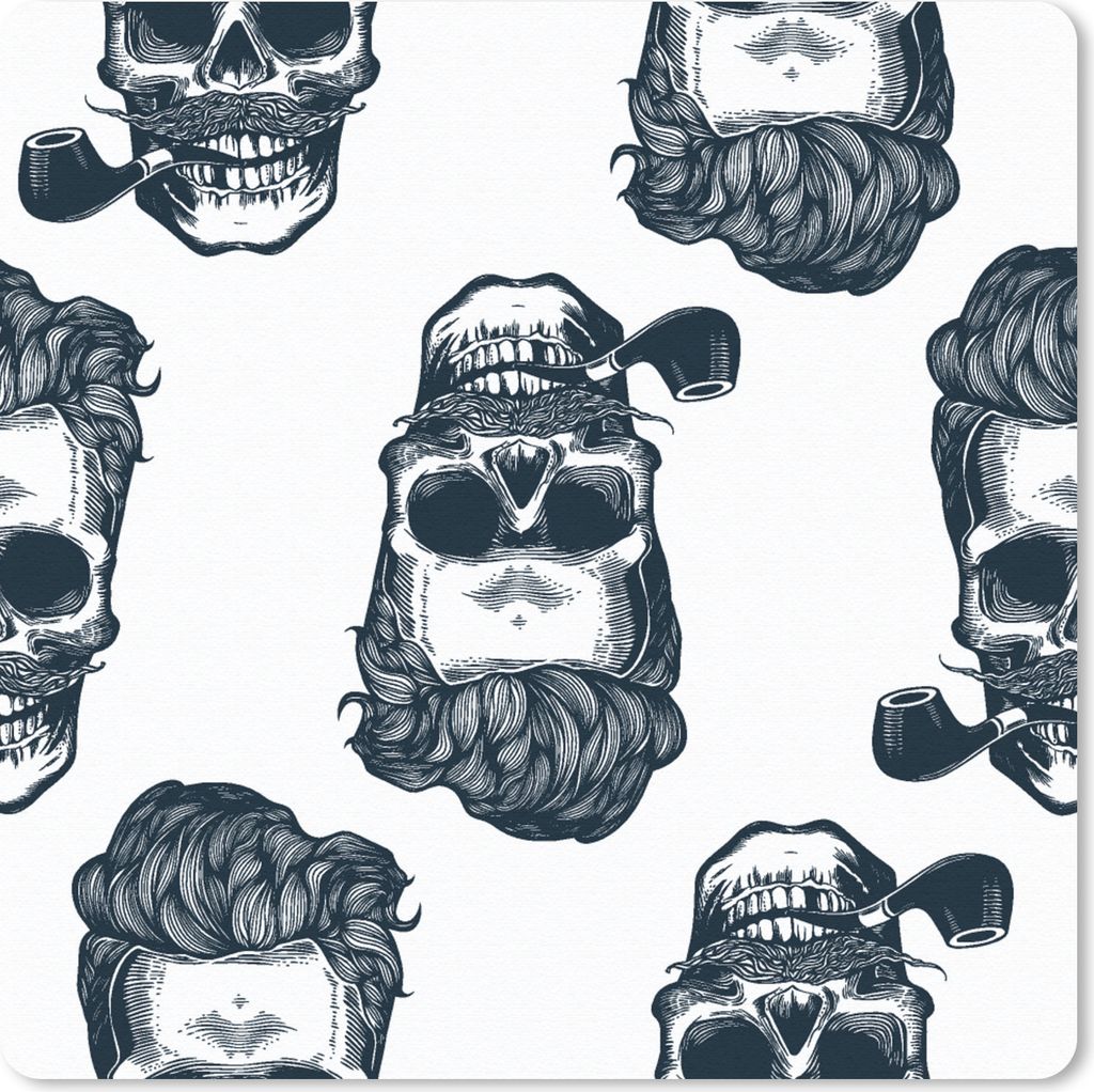 MuchoWow Mauspad Mousepad Puber - Totenkopf - Pfeife - Muster 20x20 cm - Mousepads - Maus Mat - Pad - Mausunterlage - Desk Mat - Bureauartikeln