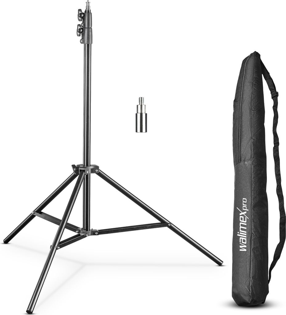 Walimex pro FT-8051 Lampenstativ bis 260 cm Höhe mit Federdämpfung inkl. 3/8" Adapter & Taschen