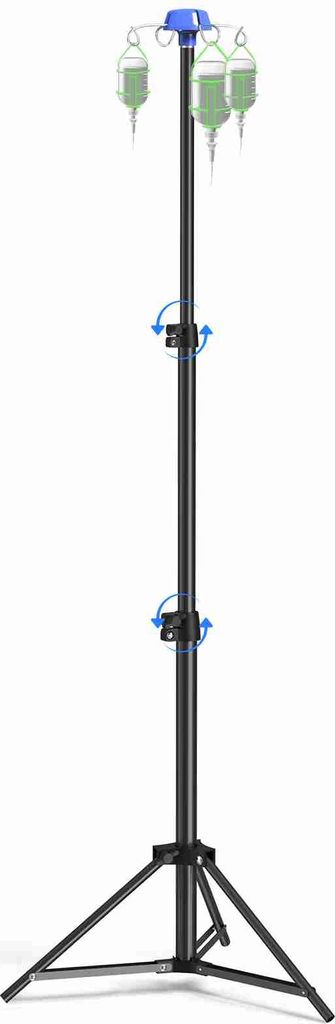 Tragbarer Infusionsständer mit Infusionsbeutelhalterung, 4 Haken, höhenverstellbar von 68,6 bis 210,8 cm, zusammenklappbar, für Klinik und häus...