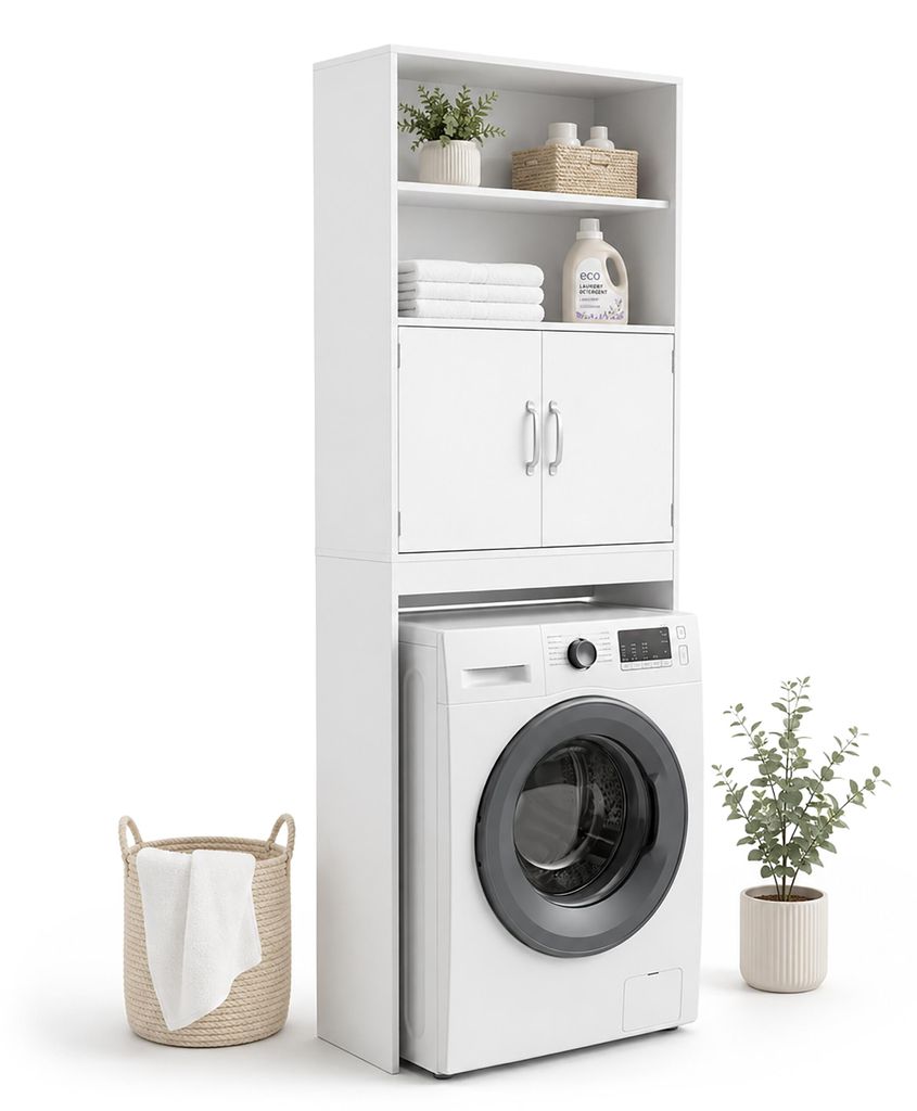 Relaxdays Waschmaschinenschrank, 4 Fächer, Regal über Produktbild 