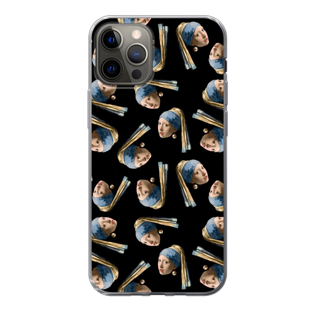 MuchoWow Handyhülle Schutzhülle Hülle für iPhone 13 Pro Das Mädchen mit dem Perlenohrring - Muster - Vermeer Silikon Softcase Handy Hülle -...