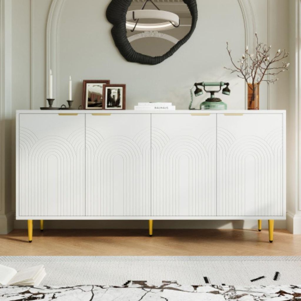 Sideboard, Kommode mit 4 Türen,Komodenschrank,Wohnzimmerunterschrank 160×80×40 cm (B×H×T)