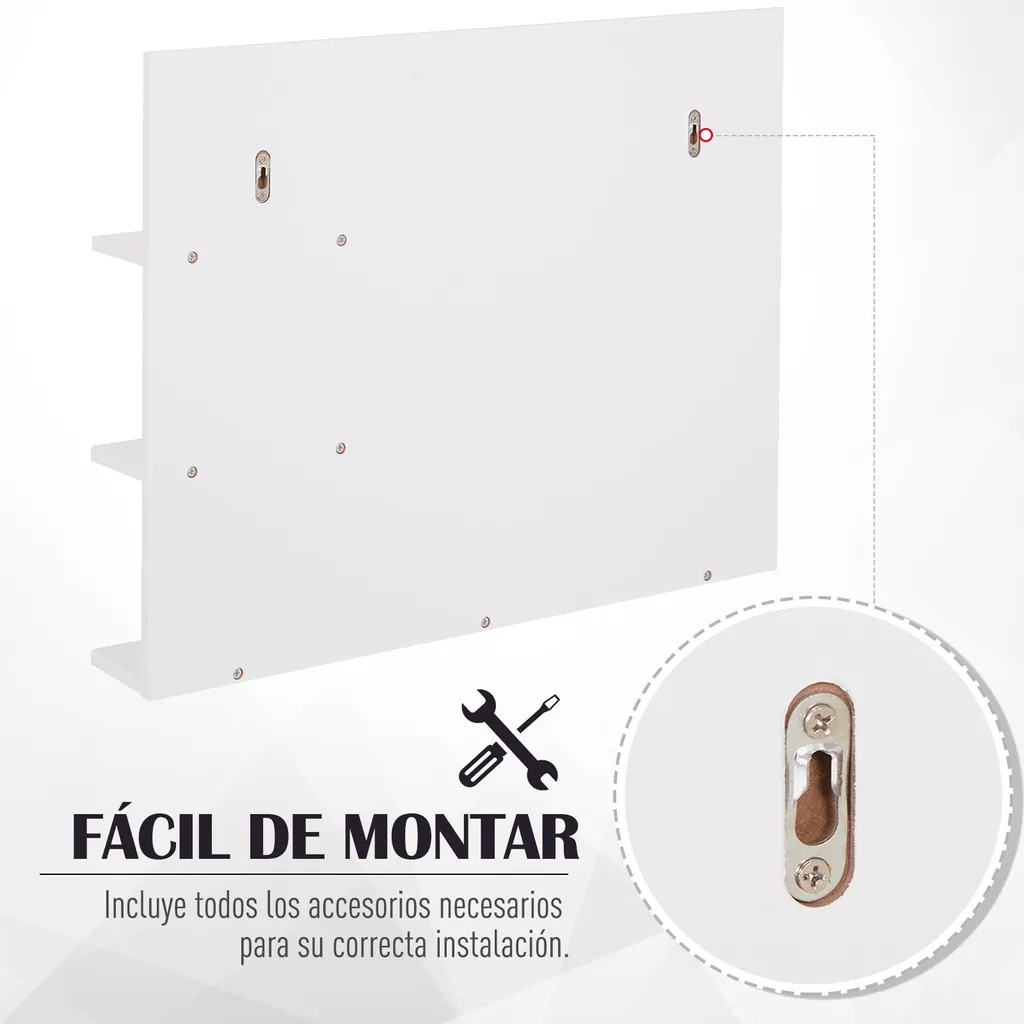Miroir bois avec 3 étagères intégrées et verre incassable format 60x48 - 5