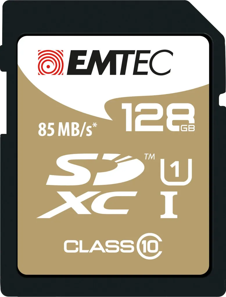 Emtec SDXC 128GB Class10 Gold + Carte Mémoire Robuste et Grande Capacité
