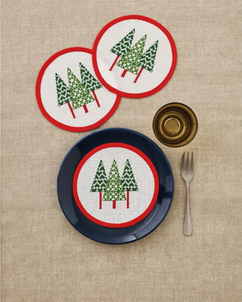 Tradizione Scandinava: Set 3 Alberi Natale Permin Punto Croce