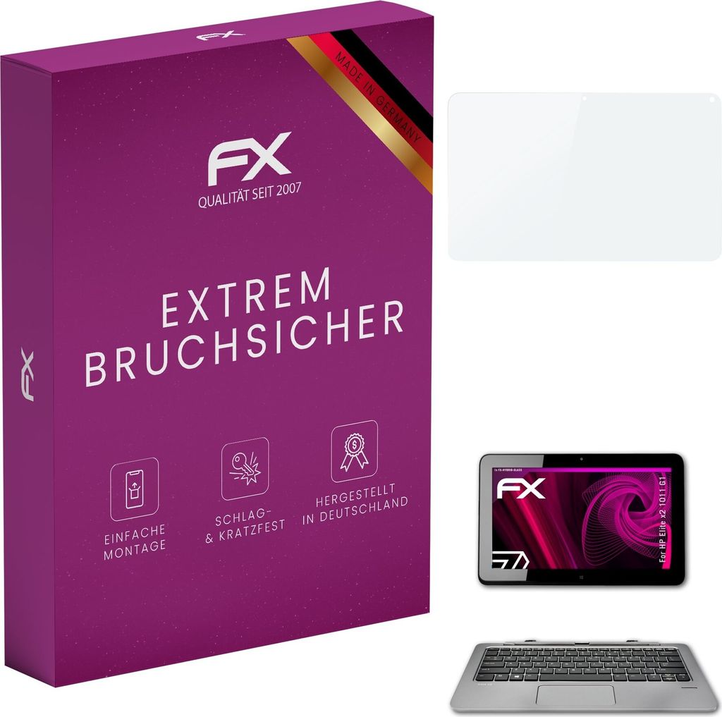 atFoliX FX-Hybrid-Glass Displayfolie kompatibel mit HP Elite x2 1011 G1 Glasfolie